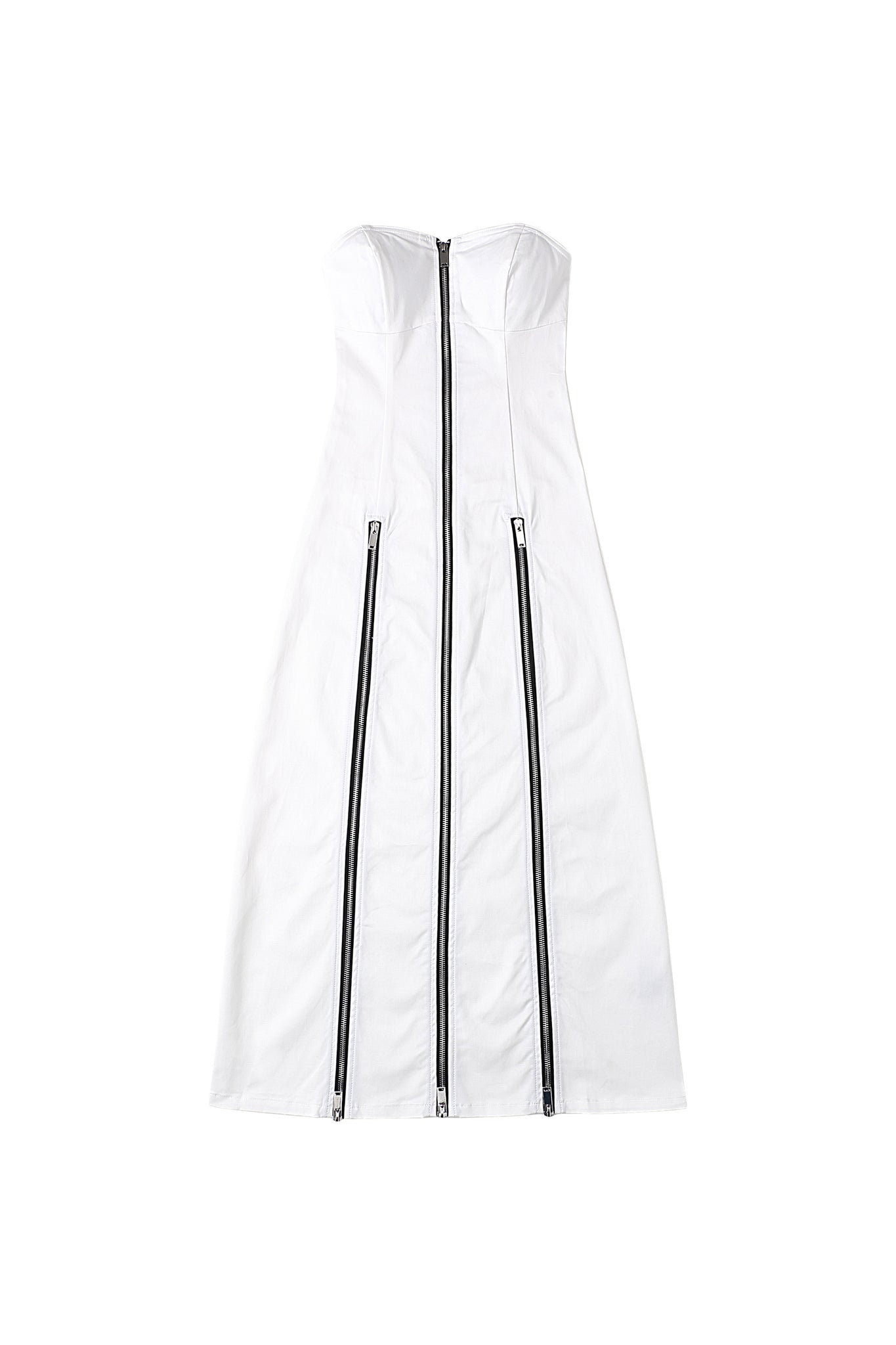 Tube Zipper Dress In White - YJ1NGZYZJ® Official