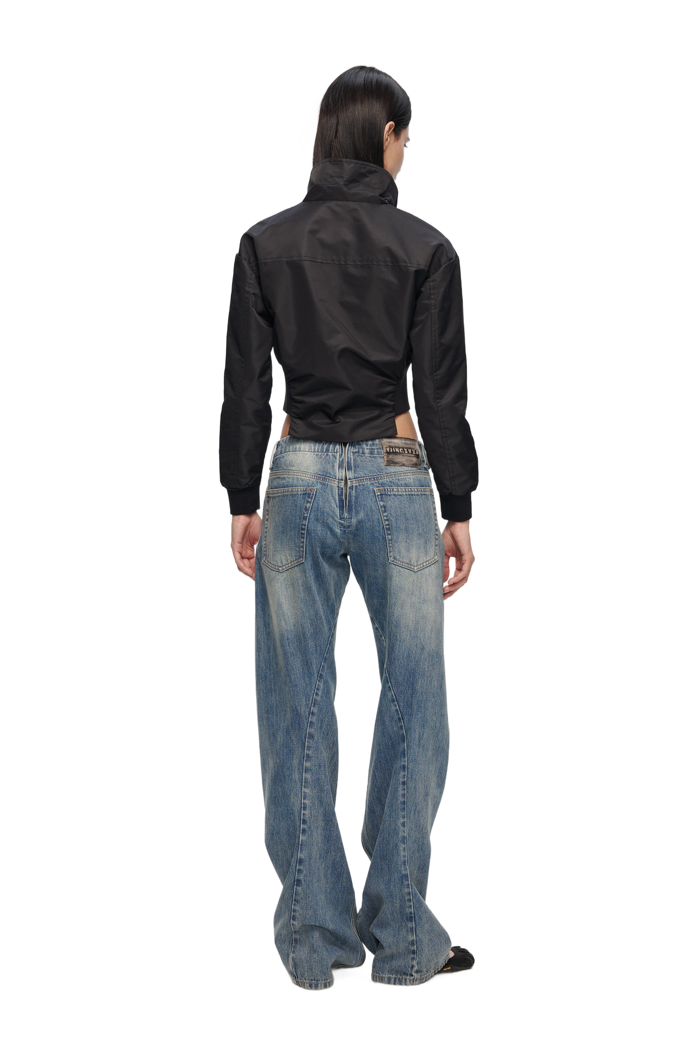 Washed Deconstructed Wide-Leg Jeans  YJ1NGZYZJ® Official