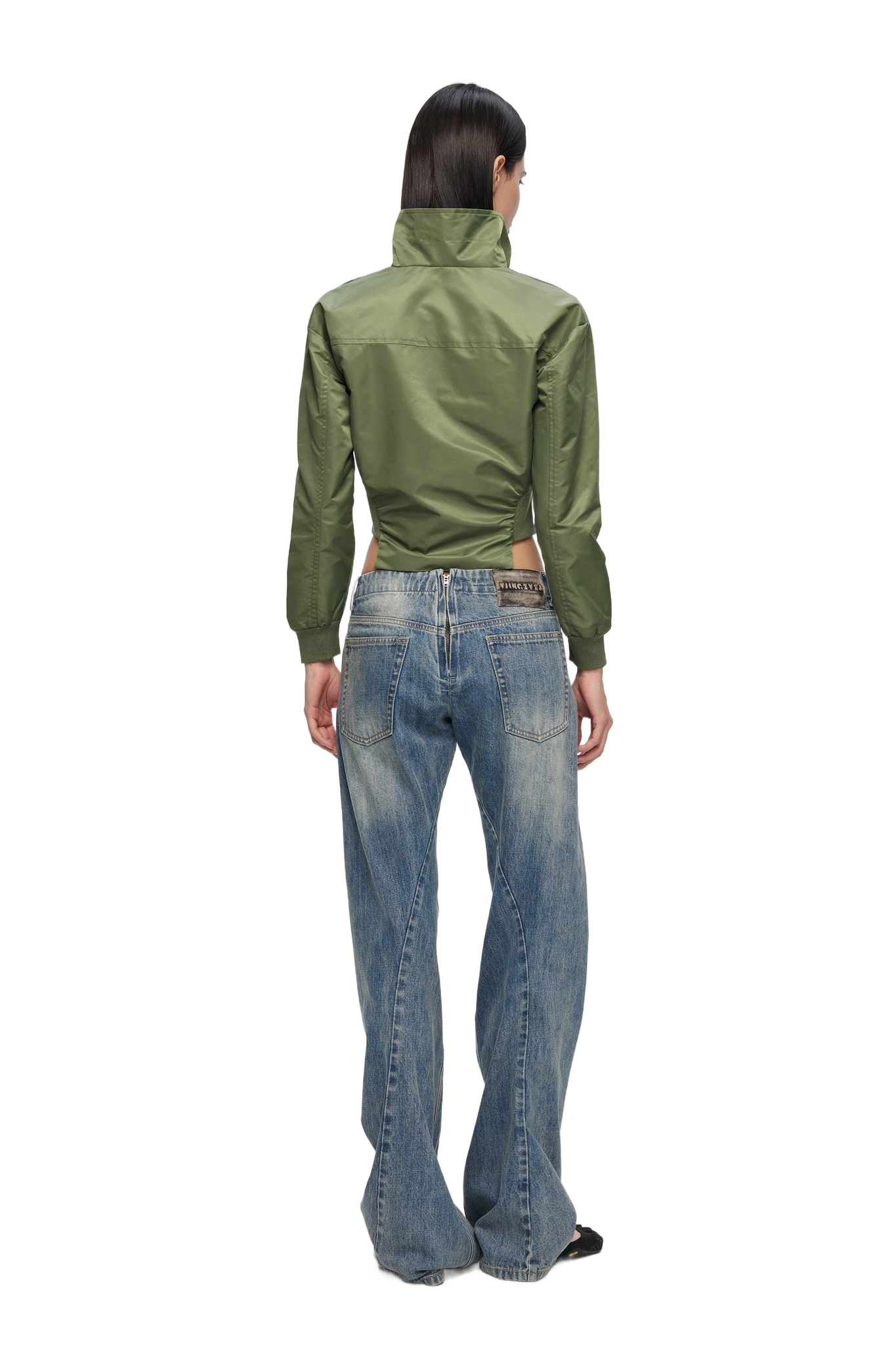 Collared Double Zip Jacket In Green  YJ1NGZYZJ® Official