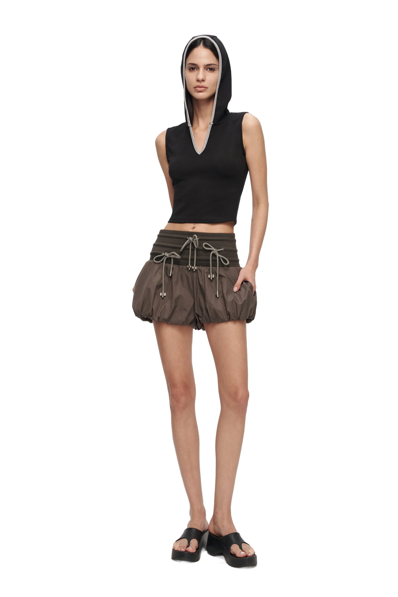 High-Waisted Bow Pantskirt In Taupe Gray  YJ1NGZYZJ® Official