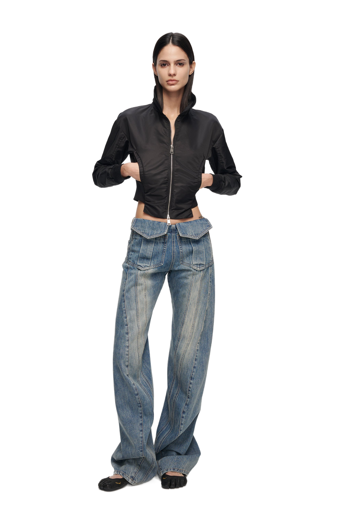 Collared Double Zip Jacket In Black  YJ1NGZYZJ® Official